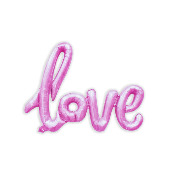 Large Ligatures Love Letter Foil Balloon Anniversary Wedding Valentines Birthday Party Decoration Champagne Cup Photo Props -Pink