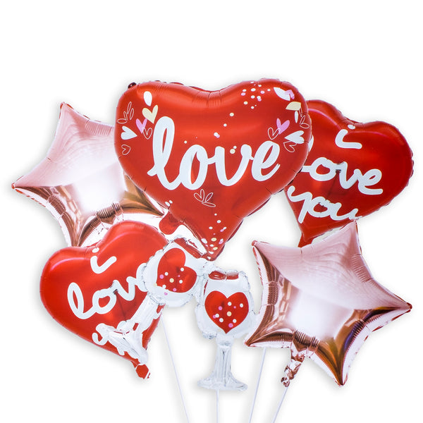 5 pcs Valentines Balloons, Valentine Decoration Kit,  Romantic Decoration Kit, Balloon Love, Heart Balloons, Red Heart Balloons, for Valentines Anniversaries