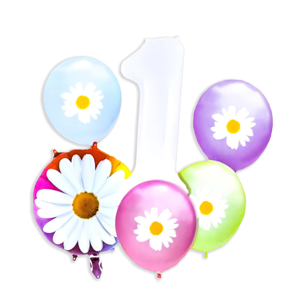 Flower Balloons Set - 6 pcs Colored Flower Shaped Foil Balloon 1st Birthday, for First Birthday Decorations, Baby Shower, Party Supplies